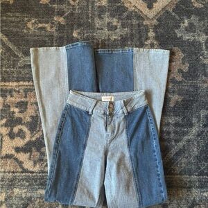 Shyanne Blue Two-Tone Flare Jeans